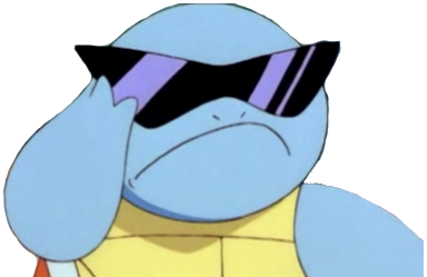 Une image du pokemon Carapuce avec des lunettes de soleil